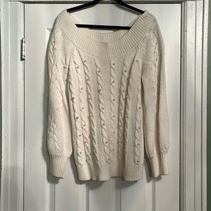 Off the Shoulder Pearl detail Sweater